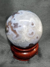 Load image into Gallery viewer, Moss Agate Sphere with druzies 0257