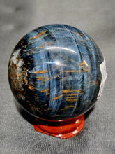 Load image into Gallery viewer, Hawkseye Tiger&#39;s eye (blue) Sphere 0163
