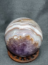 Load image into Gallery viewer, Amethyst and Crazy Lace Agate Sphere 0149
