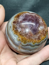 Load image into Gallery viewer, Amethyst and Crazy Lace Agate Sphere 0147
