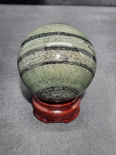 Load image into Gallery viewer, Green Zebra Jasper Sphere 0306
