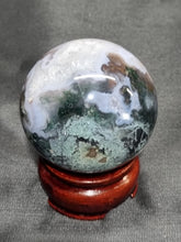 Load image into Gallery viewer, Moss Agate Sphere with druzies 0257
